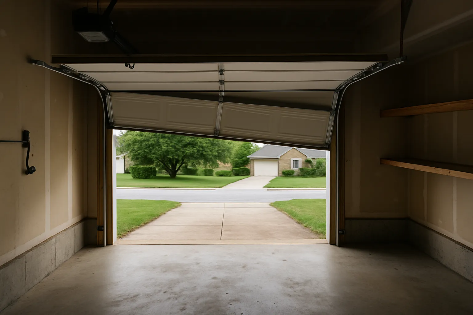 residential garage door stopped partway down